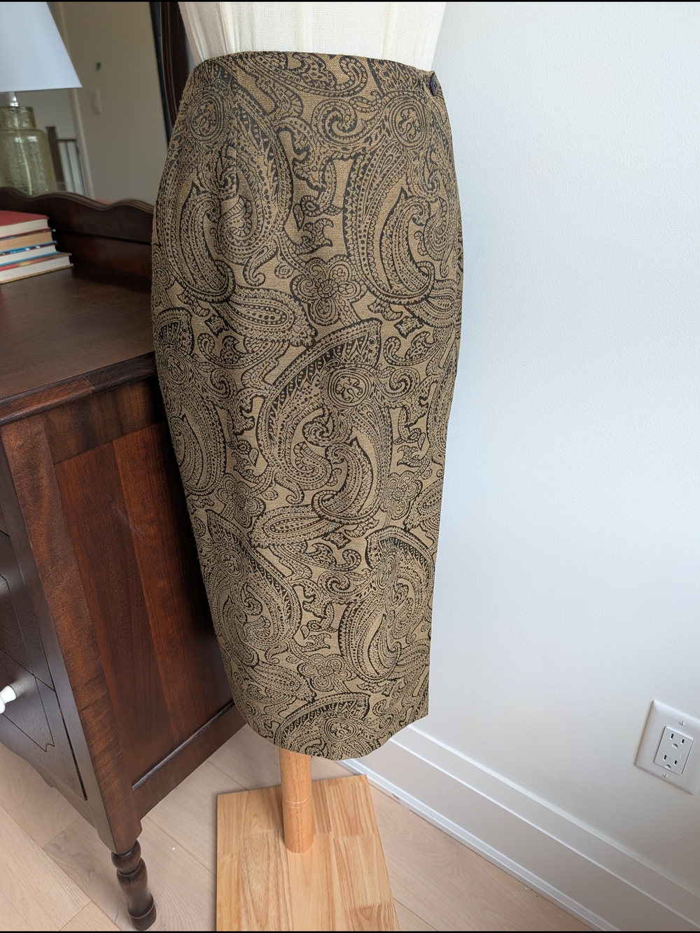 Vintage Wool Blend Tapestry Paisley Wrap Midi Skirt - Picture 3 of 10